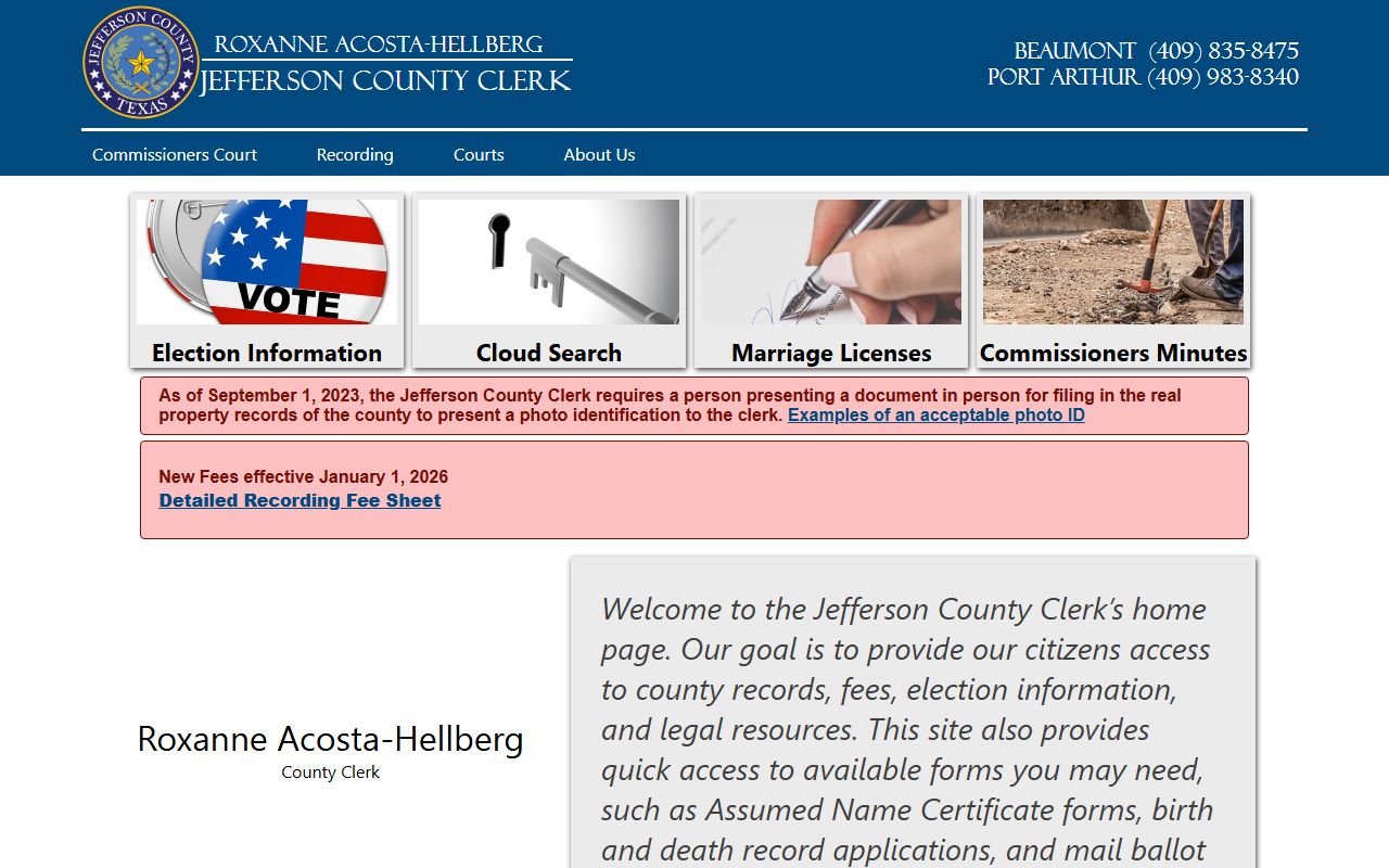 Jefferson County Clerk office and court records page