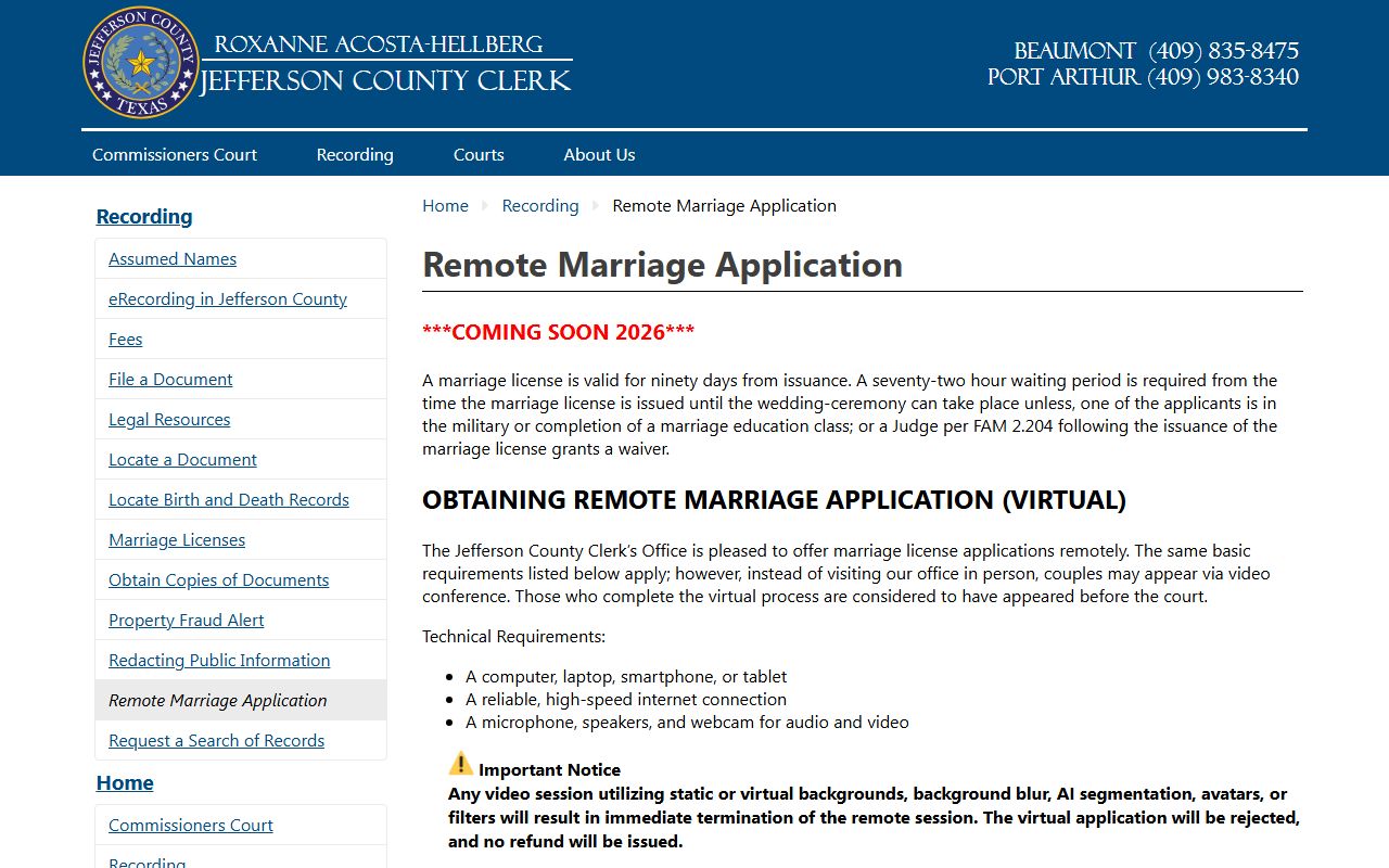 Jefferson County remote marriage license application guidance