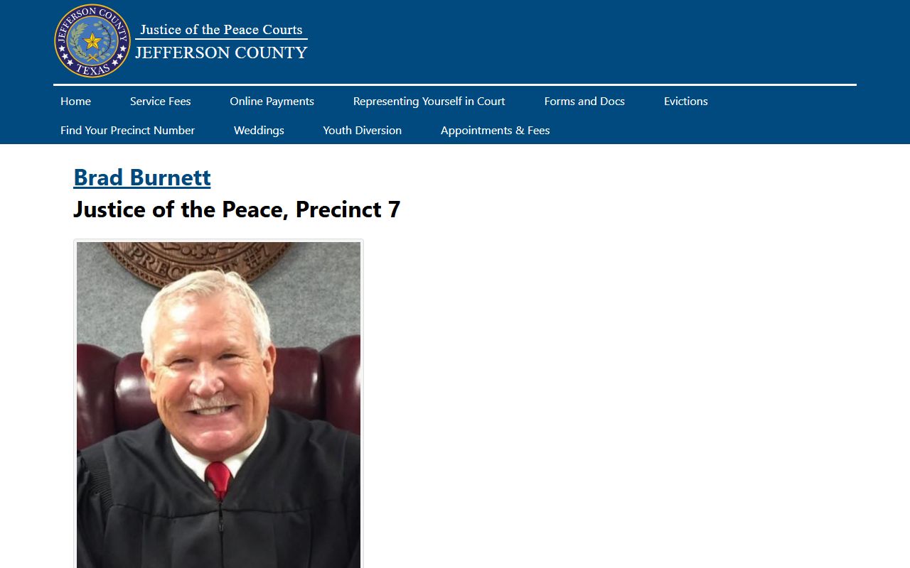 Jefferson County JP Precinct 7 page with online payments and youth diversion
