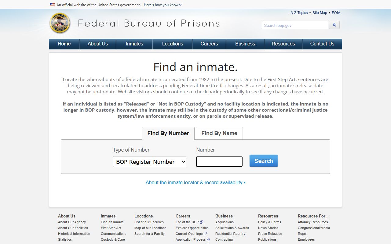Federal Bureau of Prisons inmate locator for federal Jefferson County cases