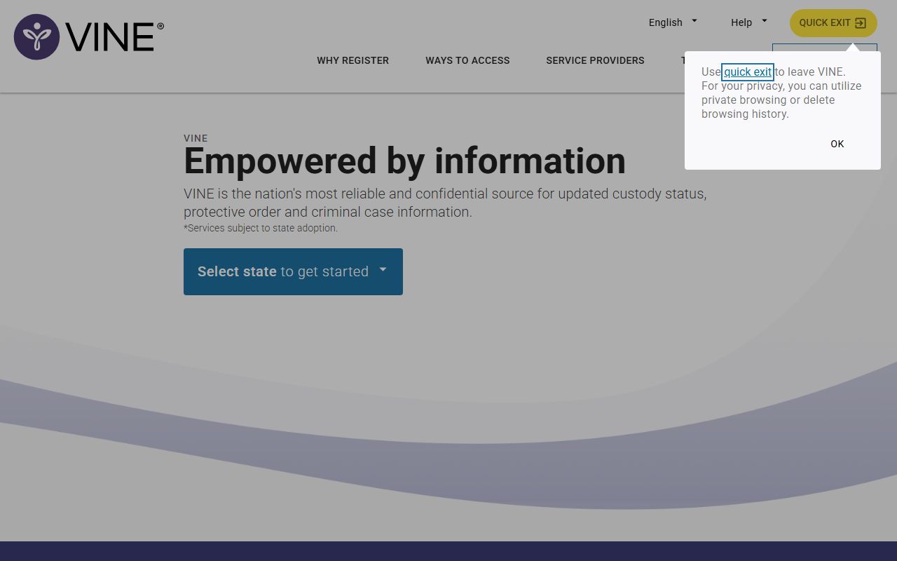 VINELink custody status search and victim notification signup for Jefferson County
